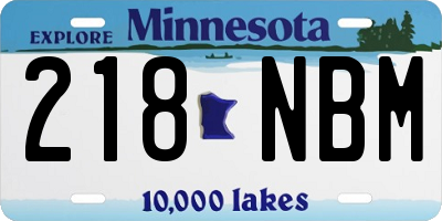 MN license plate 218NBM