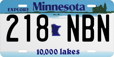 MN license plate 218NBN