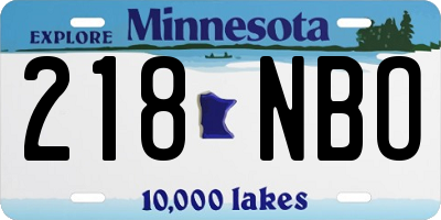 MN license plate 218NBO
