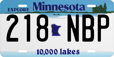MN license plate 218NBP
