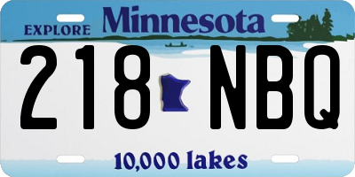 MN license plate 218NBQ