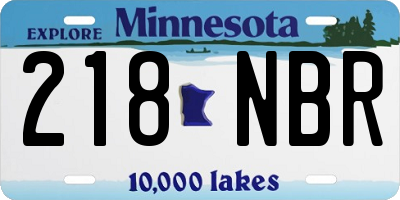 MN license plate 218NBR