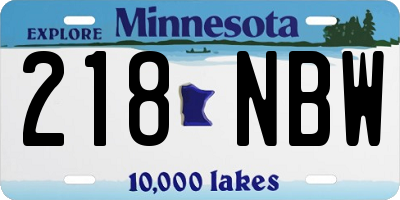 MN license plate 218NBW