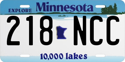 MN license plate 218NCC