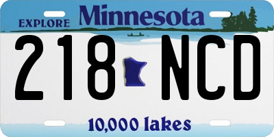 MN license plate 218NCD