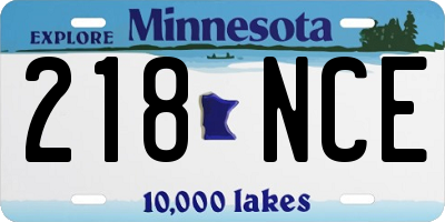 MN license plate 218NCE