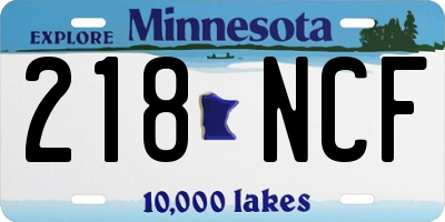MN license plate 218NCF