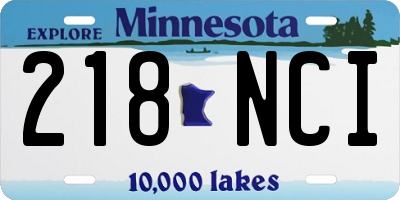 MN license plate 218NCI