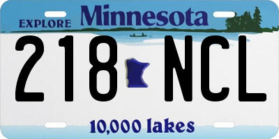 MN license plate 218NCL