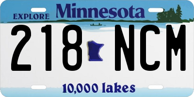 MN license plate 218NCM