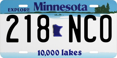 MN license plate 218NCO