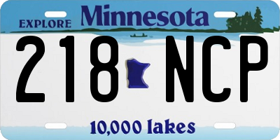 MN license plate 218NCP