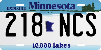 MN license plate 218NCS