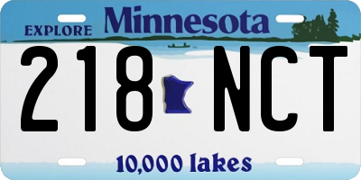 MN license plate 218NCT