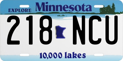 MN license plate 218NCU