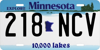 MN license plate 218NCV
