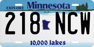 MN license plate 218NCW