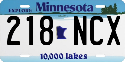 MN license plate 218NCX
