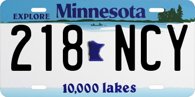 MN license plate 218NCY