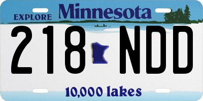 MN license plate 218NDD