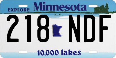 MN license plate 218NDF