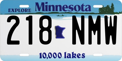 MN license plate 218NMW
