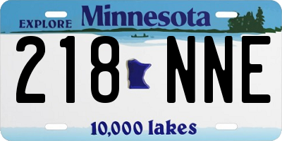 MN license plate 218NNE