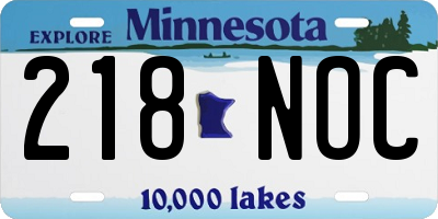 MN license plate 218NOC