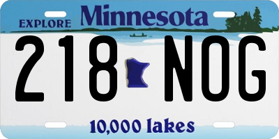 MN license plate 218NOG