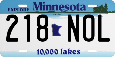 MN license plate 218NOL