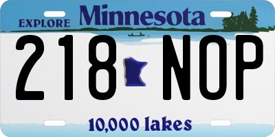 MN license plate 218NOP