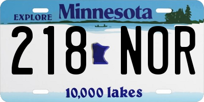 MN license plate 218NOR