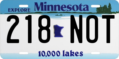 MN license plate 218NOT