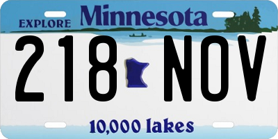 MN license plate 218NOV