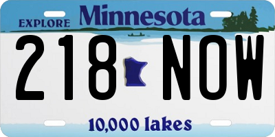 MN license plate 218NOW