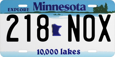 MN license plate 218NOX