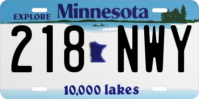 MN license plate 218NWY