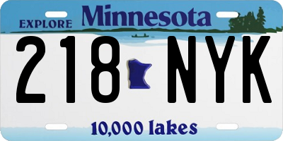 MN license plate 218NYK