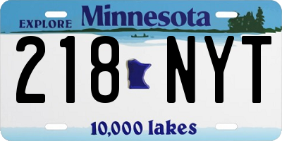 MN license plate 218NYT