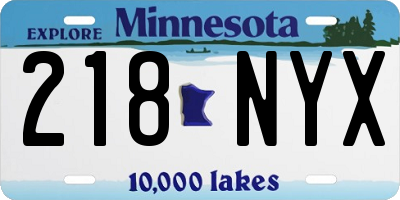 MN license plate 218NYX