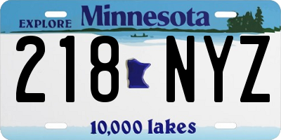 MN license plate 218NYZ
