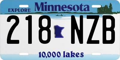MN license plate 218NZB