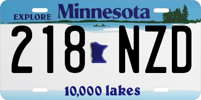 MN license plate 218NZD