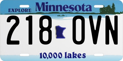 MN license plate 218OVN