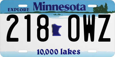 MN license plate 218OWZ