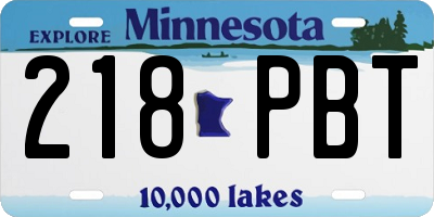 MN license plate 218PBT