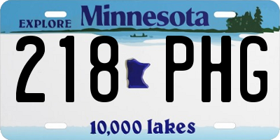 MN license plate 218PHG