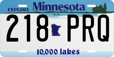 MN license plate 218PRQ