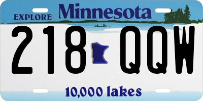 MN license plate 218QQW