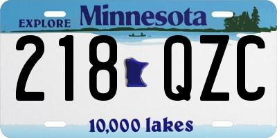 MN license plate 218QZC